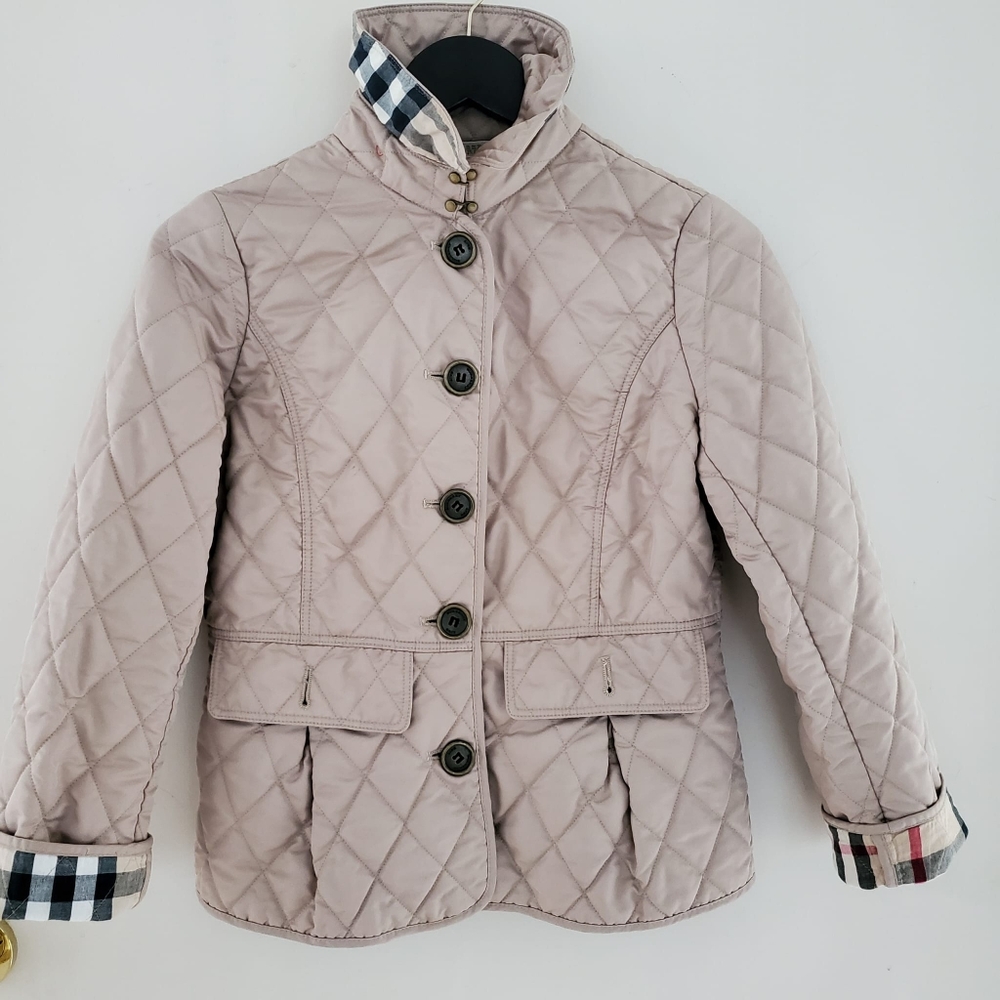 Burberry Brit Light Tan Nova Check Diamond Quilted Jacket